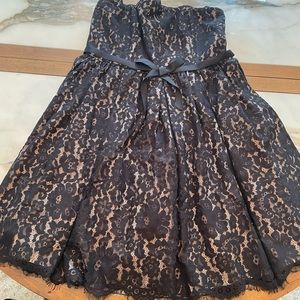 Strapless black lack cocktail dress